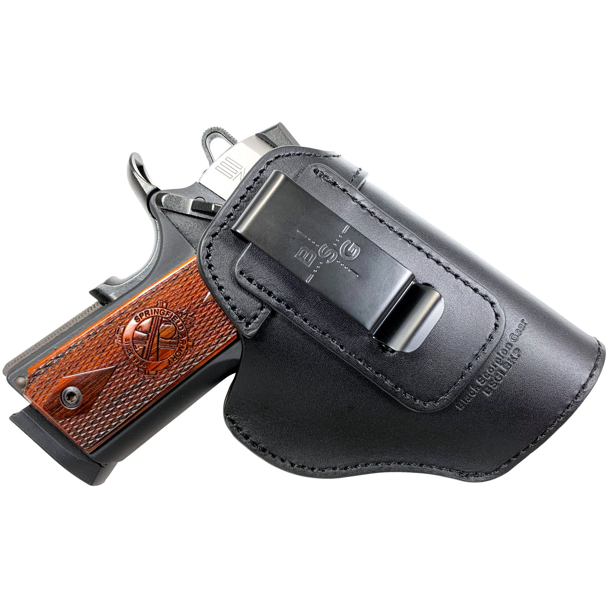 Black Leather IWB Holster 5'' x 3 7/8'' by Black Scorpion Outdoor Gear