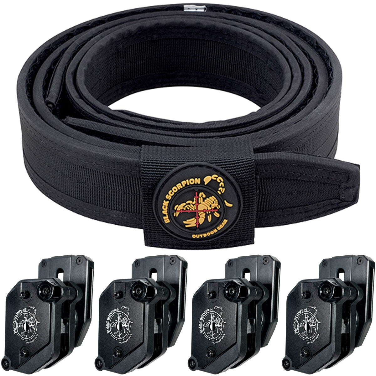 Competition Rig - 1 Heavy Duty Belt w/ 4 Ambidextrous Single/Double Stack Magazine Pouches by Black Scorpion Outdoor Gear