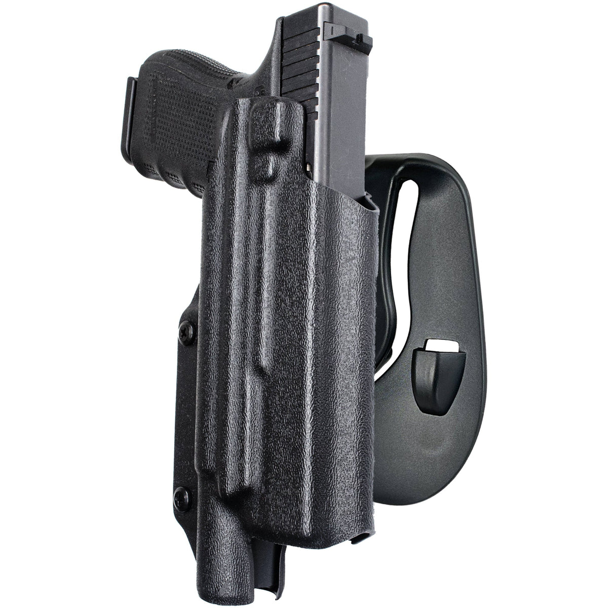 Glock 17, 19, 19X, 22, 31, 44, 45 w/ SureFire X300U-A OWB Paddle Holster by Black Scorpion Outdoor Gear